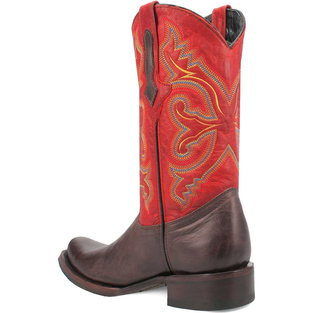 Dingo Brown and Red Snoot Toe Leather Western Boots - 6D