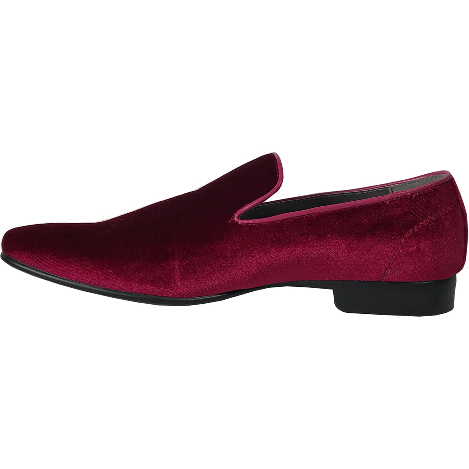 "Burgundy Velvet Tuxedo Loafers - Modern Men's Slip-On Style"