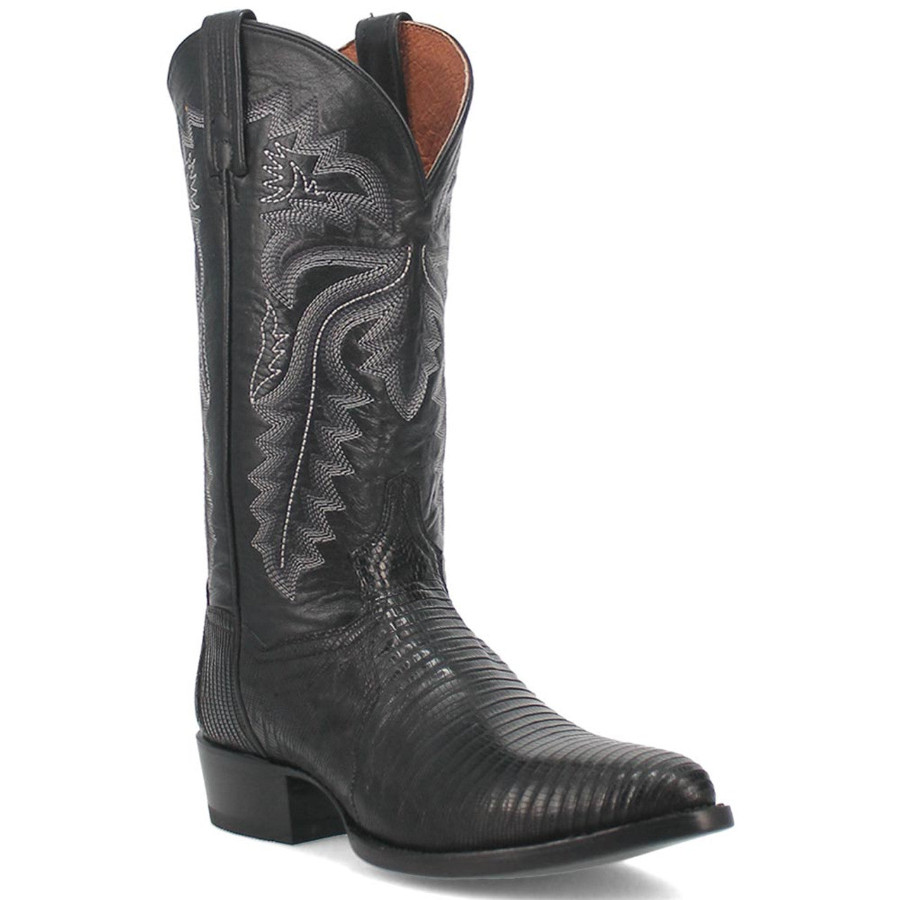 Dan Post Men’s Winston Black Genuine Lizard Skin Round Toe Cowboy Western Boot - 8D