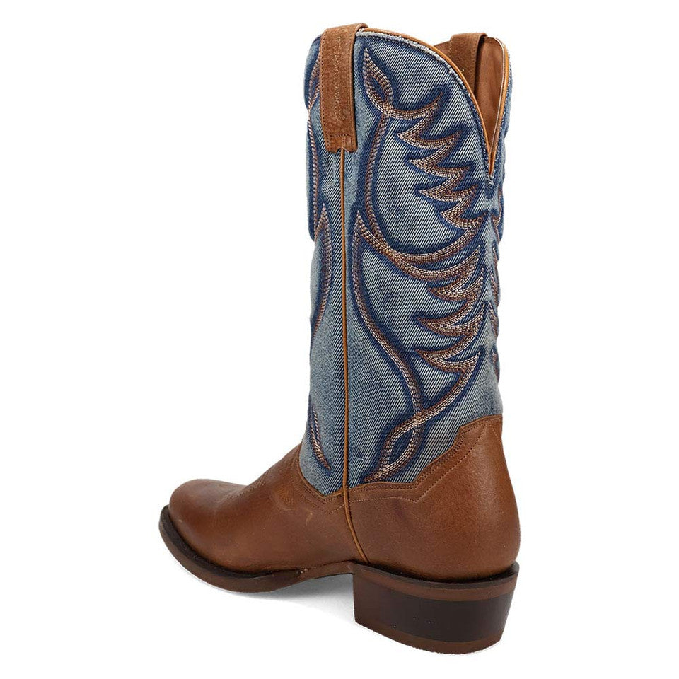Dan Post Bullock Tan/ Denim Medium Toe Cowboy Boots - 8.5D