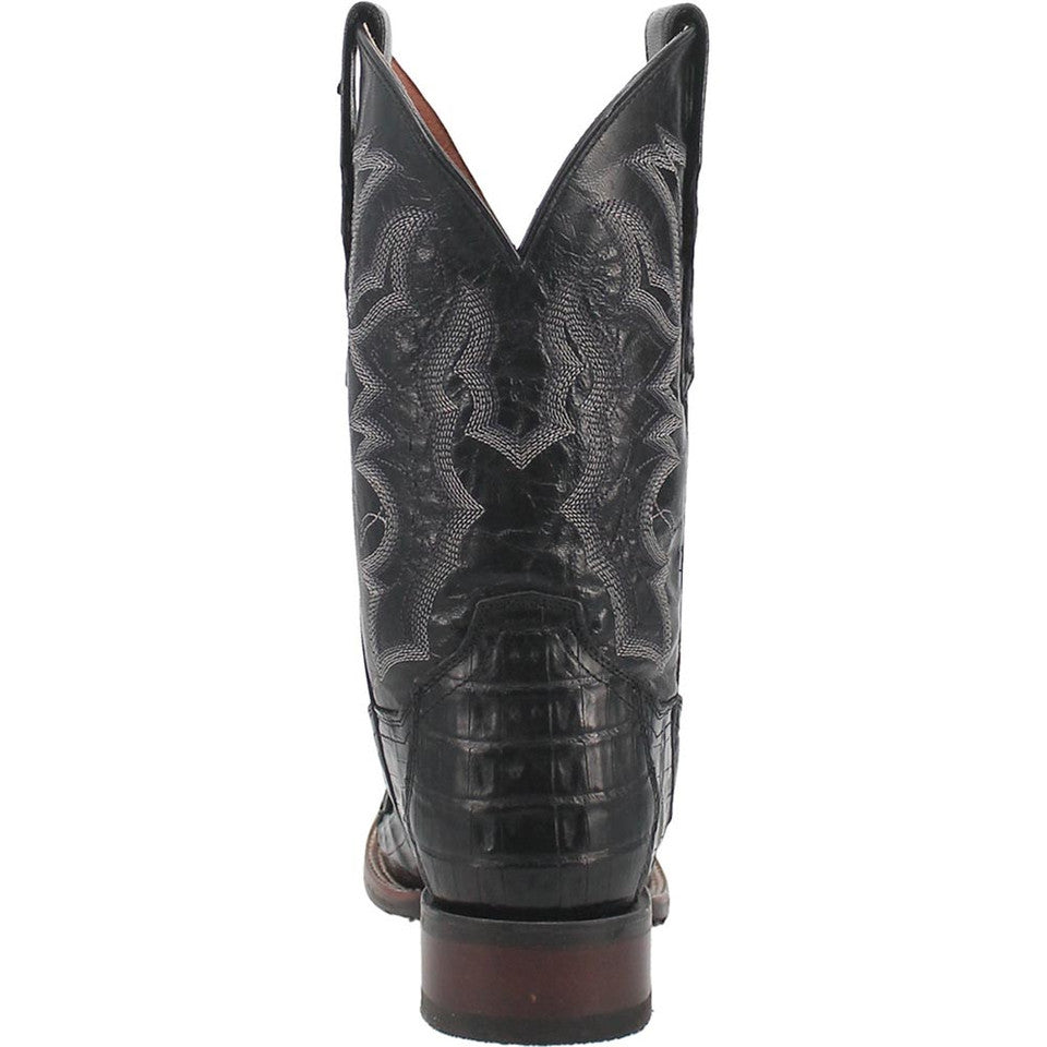 Dan Post Cowboy Certified Kingsly Caiman Square Toe Black Boot - 8D