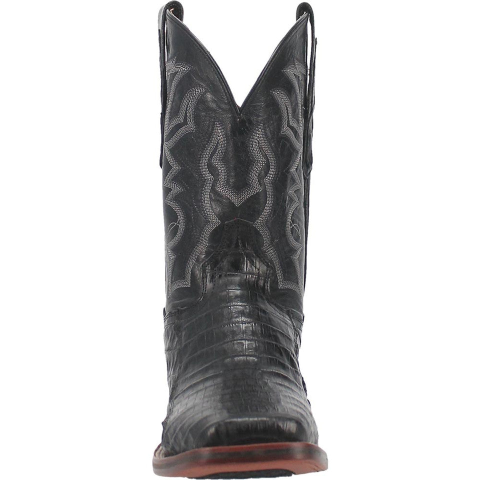 Dan Post Cowboy Certified Kingsly Caiman Square Toe Black Boot - 8D