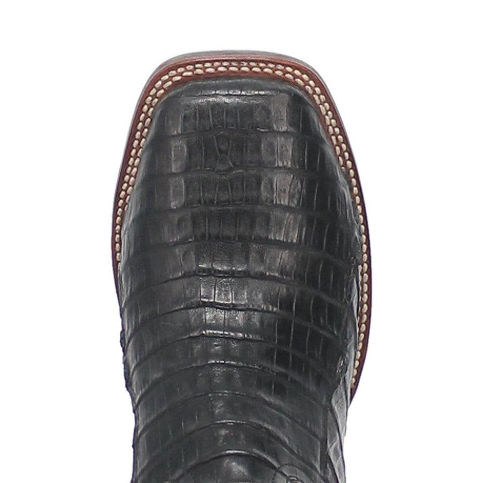 Dan Post Cowboy Certified Kingsly Caiman Square Toe Black Boot - 8D