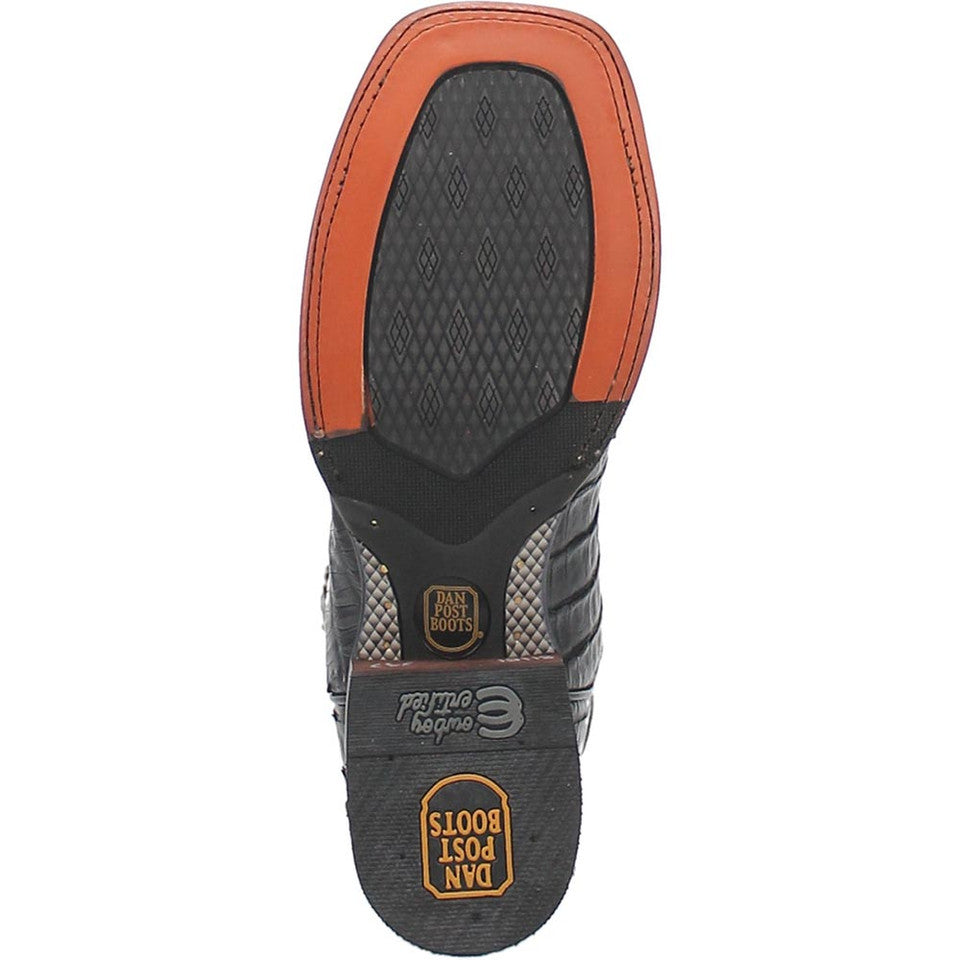 Dan Post Cowboy Certified Kingsly Caiman Square Toe Black Boot - 8D