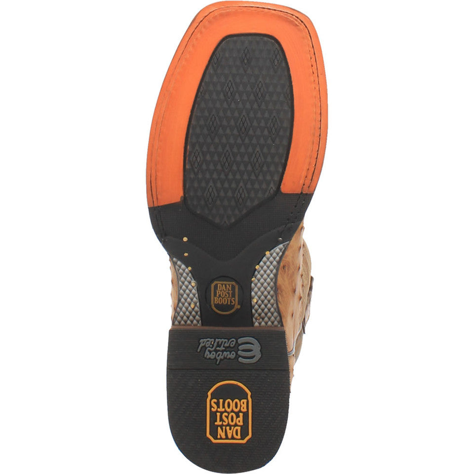 Dan Post Men’s Kershaw Saddle/Brown Genuine Ostrich 11” Cowboy Certified Leather Boot - 8.5D