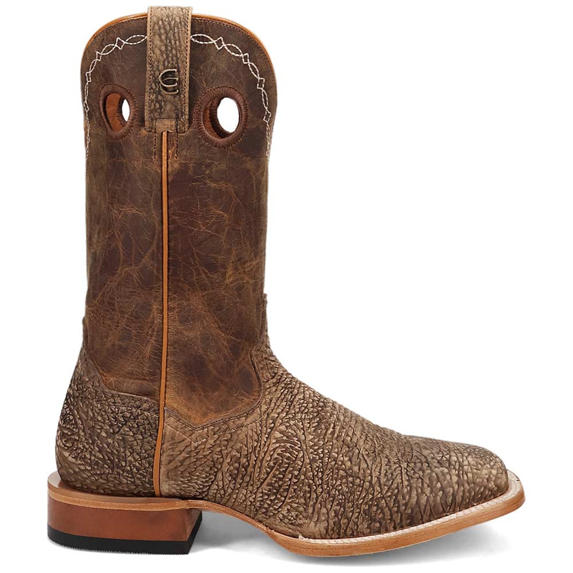 Dan Post Murray Men's Brown Bison Leather Square Toe Rugged Western Cowboy Boots - 8D