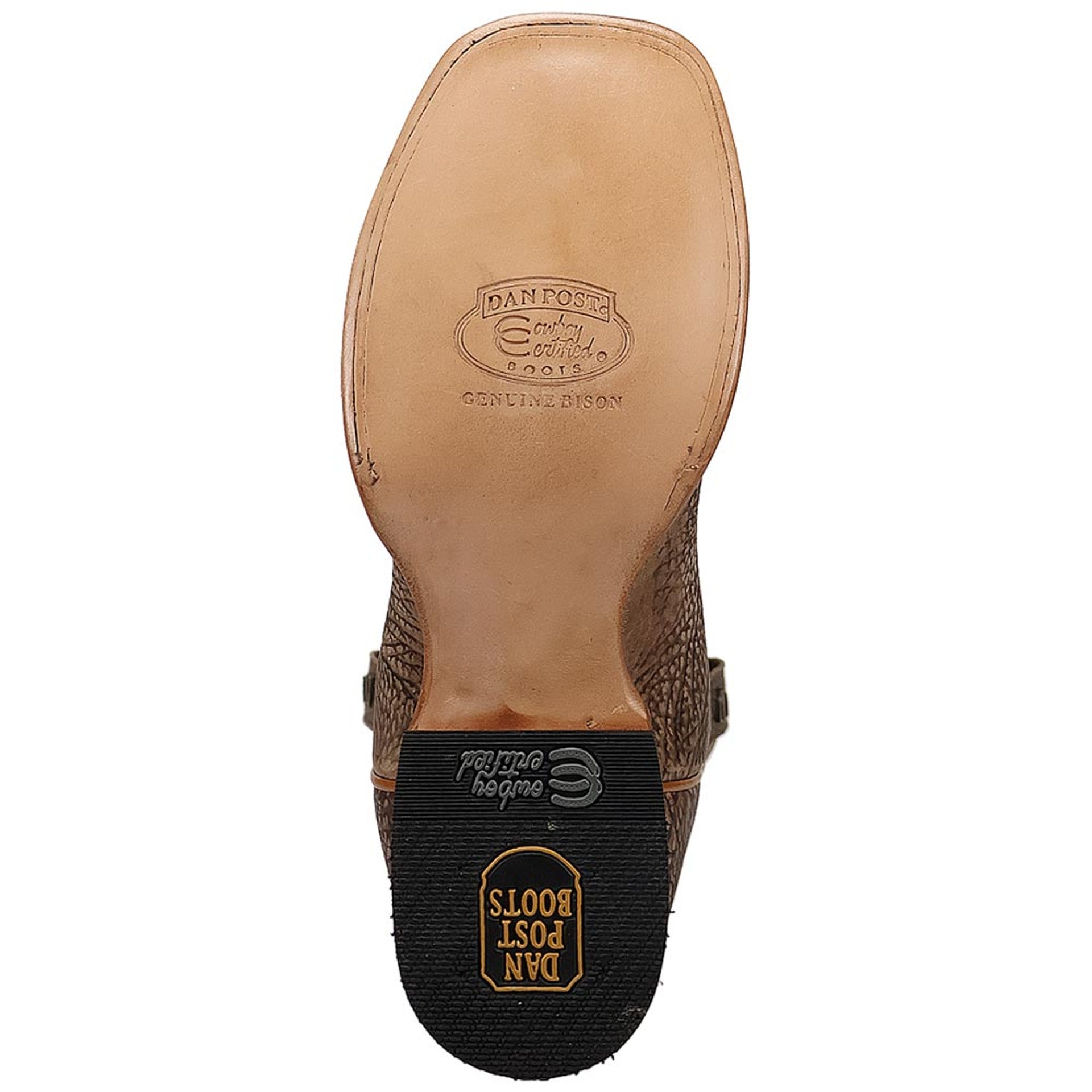 Dan Post Murray Men's Brown Bison Leather Square Toe Rugged Western Cowboy Boots - 8D