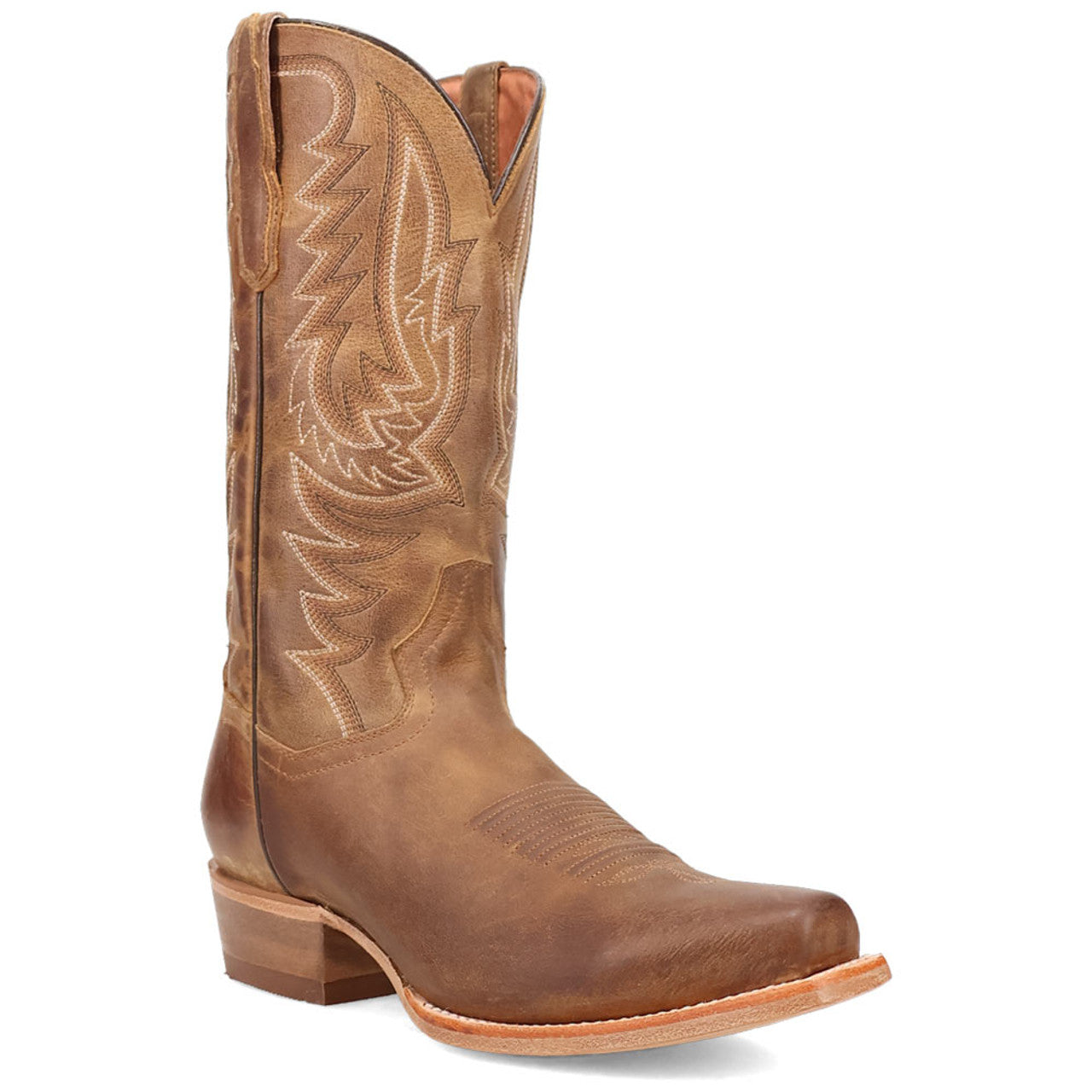 Dan Post Roman Men's Tan Leather Sleek Square Toe Western Cowboy Boots - 7.5D