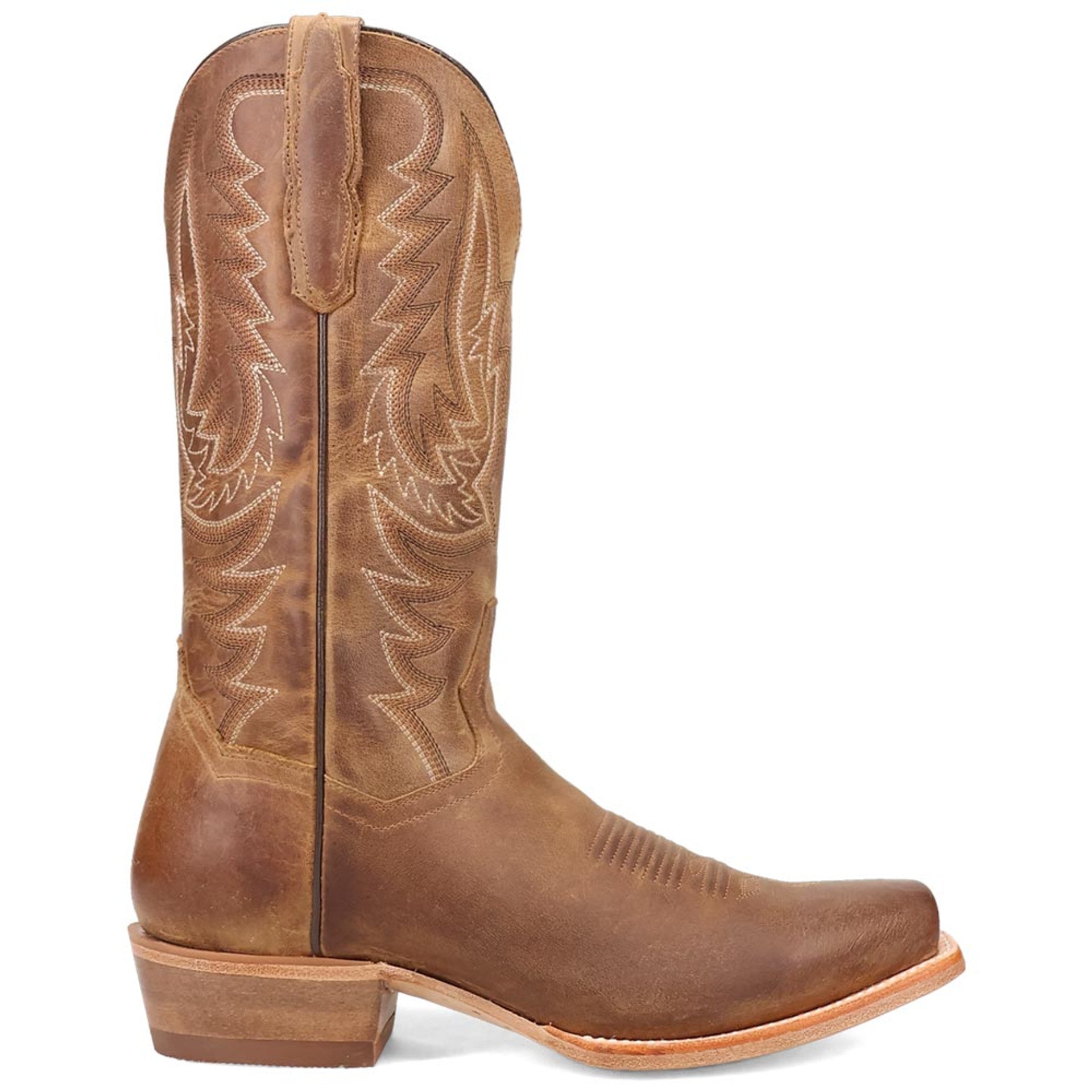 Dan Post Roman Men's Tan Leather Sleek Square Toe Western Cowboy Boots - 7.5D