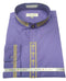 "Men's Clergy Shirt - Cross Embroidered Banded Collar in Purple & Gold"