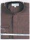 "Men's Dark Brown Classic Banded Collar French Front Dress Shirt"