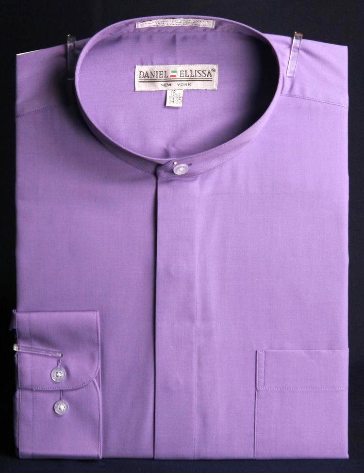 Lavender Men's Classic Dress Shirt with Banded Collar - French Front Style - 14Â½ 32/33