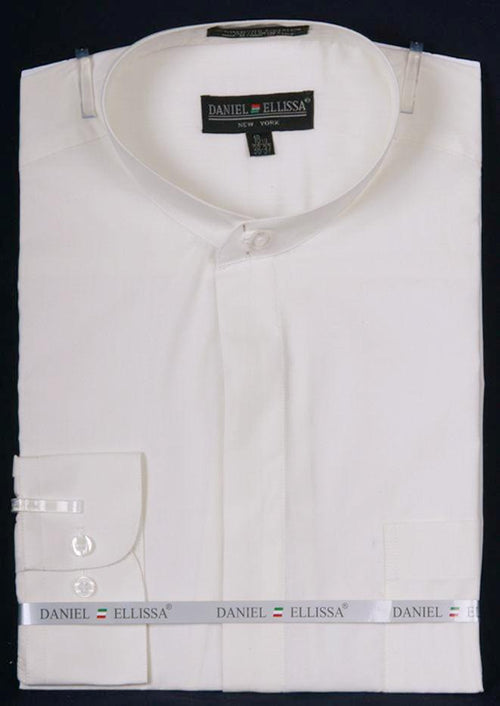 Ivory Men's Classic Banded Collar French Dress Shirt