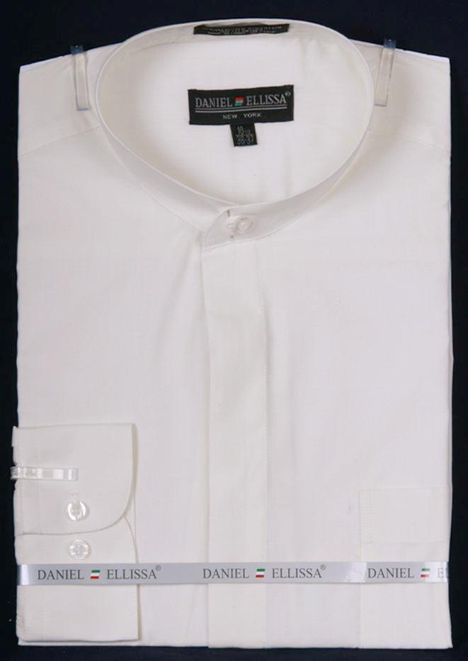 Ivory Men's Classic Banded Collar French Dress Shirt