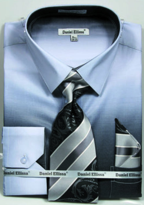 "Faded Print Men's Dress Shirt & Tie Set - Multi-Color in Black"