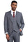 Men's Stacy Adams Vested Sharkskin Weave Pattern Suit in Grey