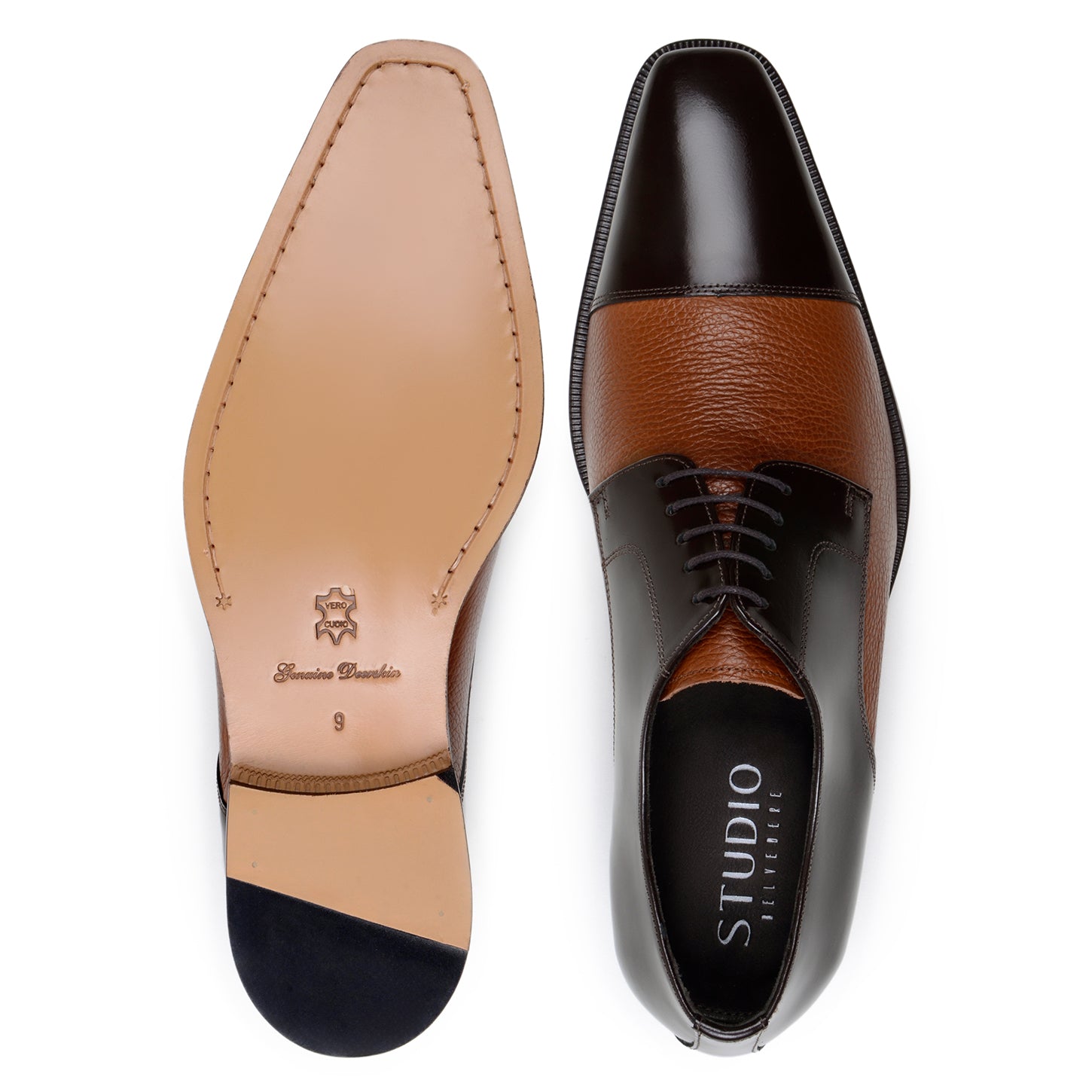 Belvedere Alexander: Brown/Tan Genuine Ostrich Luxury Shoe