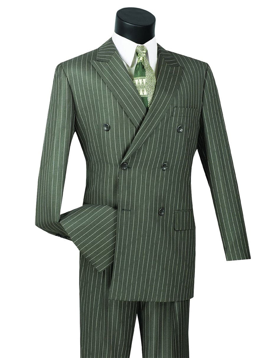 Mens Grey Suit Mens Double Breasted Gangster Pinstripe Suit in Charcoal Gray - 38 Short Jacket+32 Waist Adjust   28to34)(Height: 5 4 to5 7 )(Neck    15-16.5)S-M)