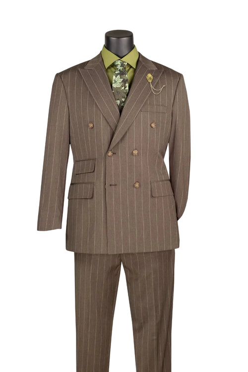 Tuscany Collection 2-Piece Double Breasted Suit - Brown