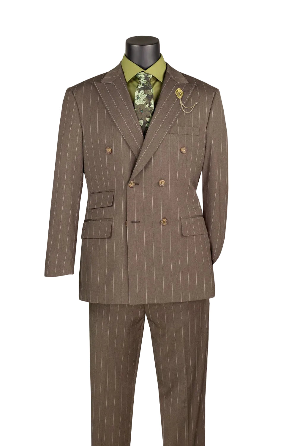 Tuscany Collection 2-Piece Double Breasted Suit - Brown