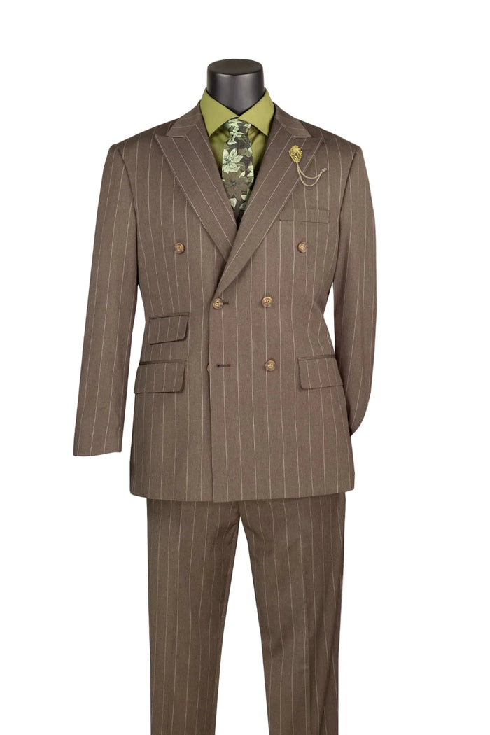 Tuscany Collection 2-Piece Double Breasted Suit - Brown