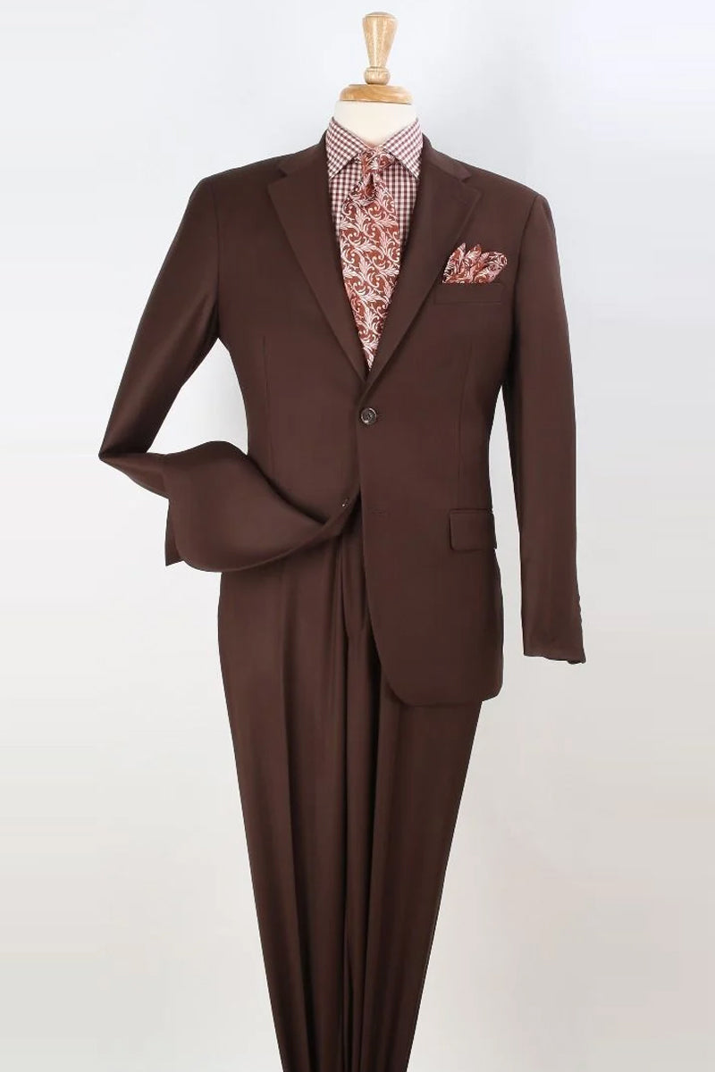 "Modern Fit Wool Feel Men's Suit - Two Button Design in Light Brown"