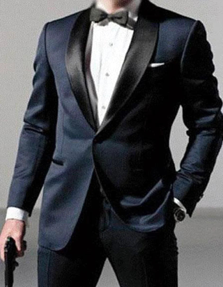 Mens Navy Blue Wedding Tuxedo - Dark Blue Tuxedo Suit" Mens Daniel Craig | James Bond | Navy Blue Tuxedo Costume