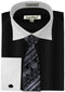 Daniel Ellissa Basic Two Tone French Cuff Set Black White Collar Two Toned Contrast Men's Dress Shirt