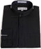 Daniel Ellissa Convertible Cuffs Banded Collar Black Fashion Dress Collarless Men's Dress Shirt