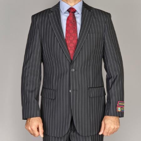 Black Pinstripe Bold Bold Chalk Stripe Pinstripe Suit-New Designer Collection
