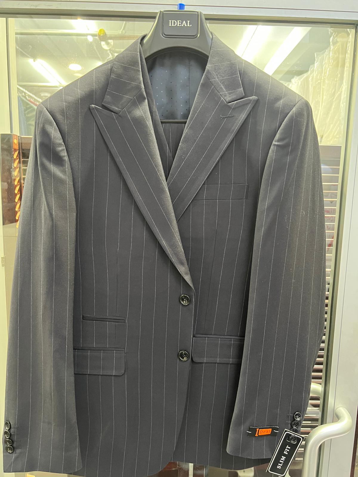 Pinstripe Blazer in Black Pinstripe Almost Dark Charcoal Grey Pinstripe Sport Coat - 1920s Pattern Sport Coat - 36 Short