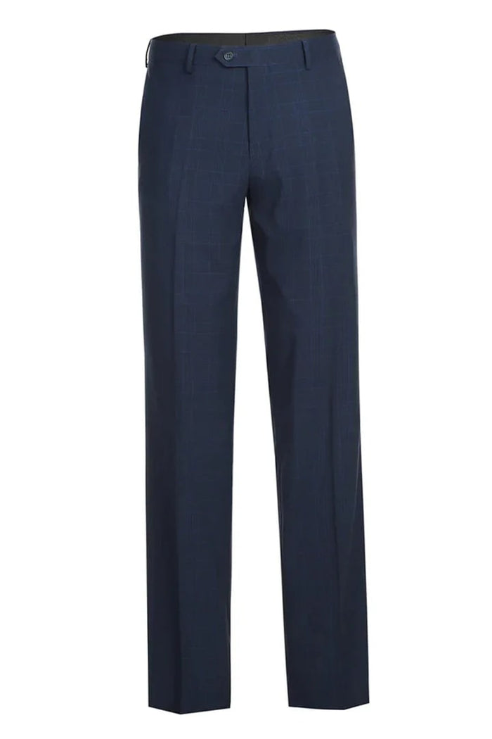 Cheap priced Suit Mens Classic Fit Two Button Dark Blue  Suit  Windowpane Plaid Check