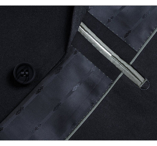 Cheap Priced Suit  - Mens Basic Two Button Slim Fit Dark Navy Suit With Optional Vest