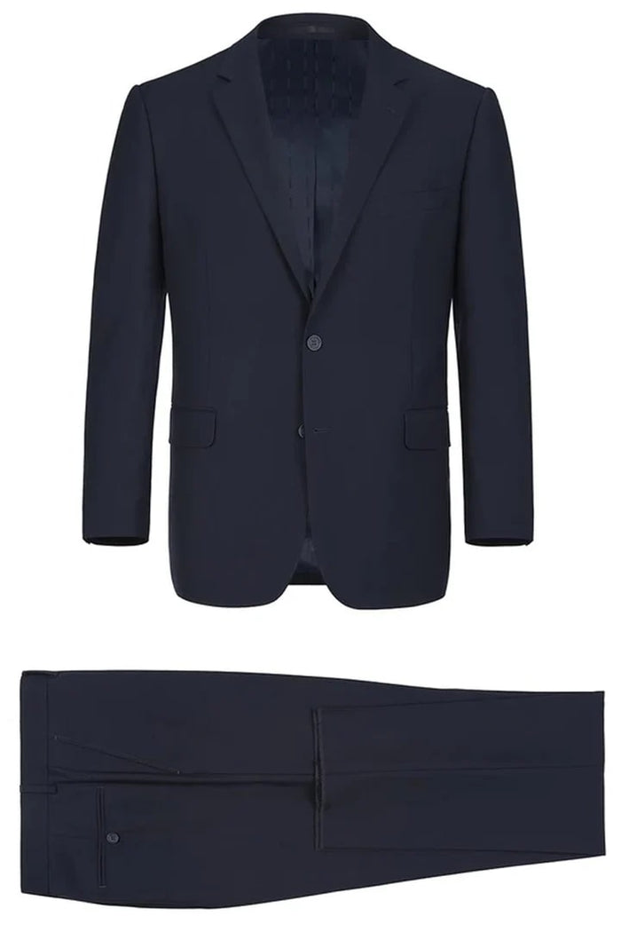 Cheap Priced Suit  - Mens Basic Two Button Slim Fit Dark Navy Suit With Optional Vest