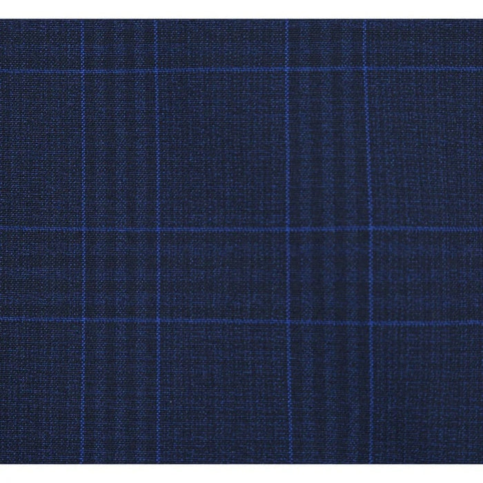Cheap priced Suit Mens Classic Fit Two Button Dark Blue  Suit  Windowpane Plaid Check