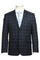 Cheap priced Suit - Mens Classic Fit Two Button Dark Blue Wide Suit Windowpane Plaid
