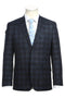 Cheap priced Suit - Mens Classic Fit Two Button Dark Blue Wide Suit Windowpane Plaid