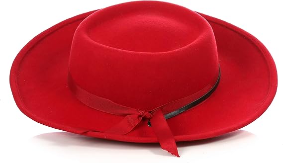 Men's Wool Wide Brim Fedora Hat with Grosgrain Ribbon - Small
