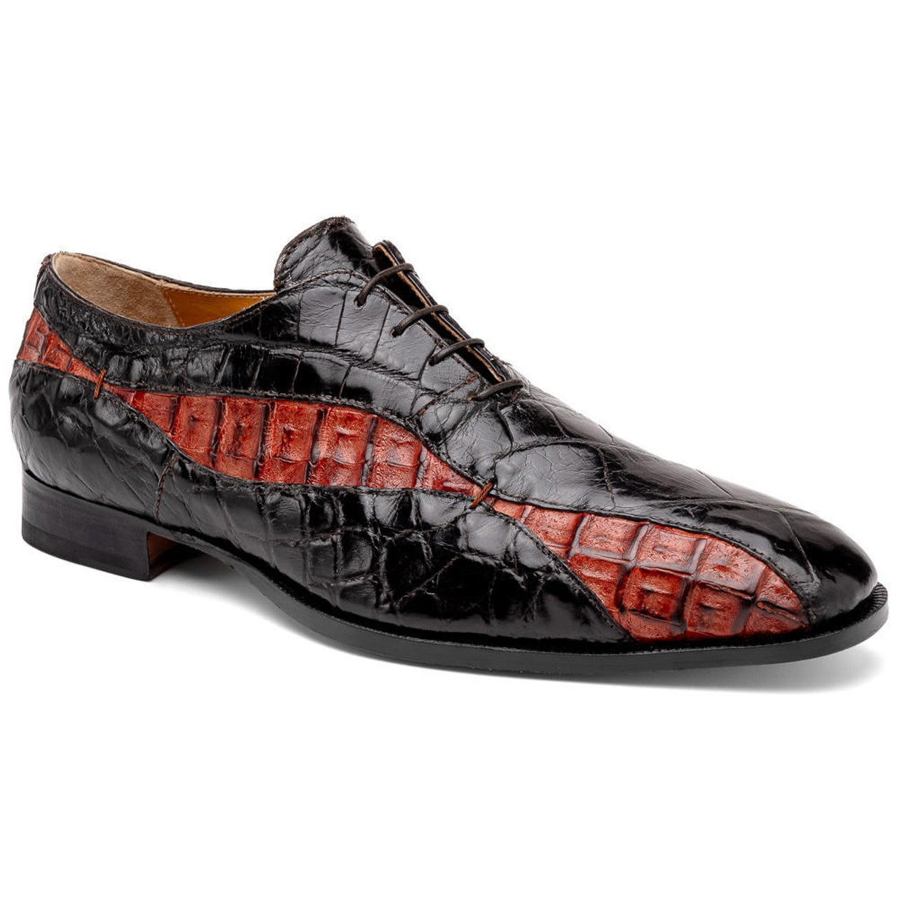 Mauri Dark Brown Gold Alligator Shoes Made Italy Scarface-New Designer Collection - 9