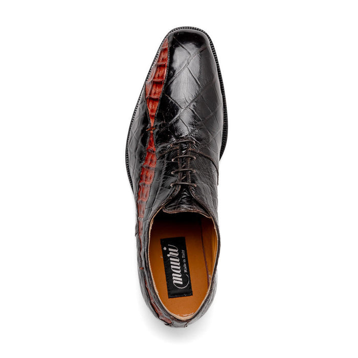 Mauri Dark Brown Gold Alligator Shoes Made Italy Scarface-New Designer Collection