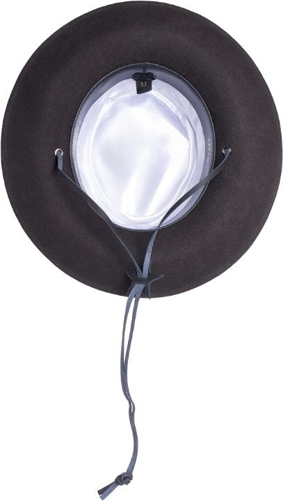 Men's Wool Wide Brim Fedora Hat Dark Brown with Grosgrain Ribbon - Small