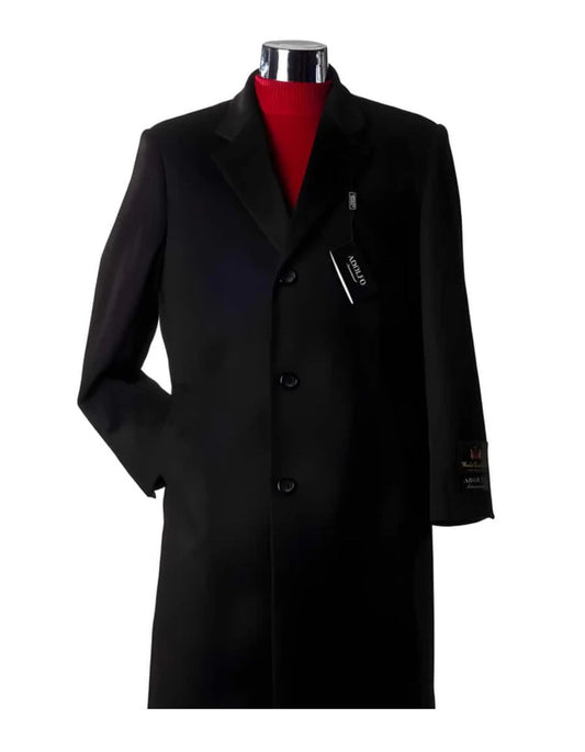 3/4 Cashmere Wool fabric Long men's Dress Topcoat - Winter coat ~ Dark Charcoal Masculine color - men's Overcoat