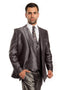Cheap Priced Suit - Men's Two Button Vested Shiny Sharkskin Wedding & Prom 2025 Fashion Dark Grey Suit