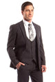 Cheap priced Suit - Men's One Button Peak Lapel Skinny Wedding & Prom 2025 Dark Grey Suit With Lowcut Vest