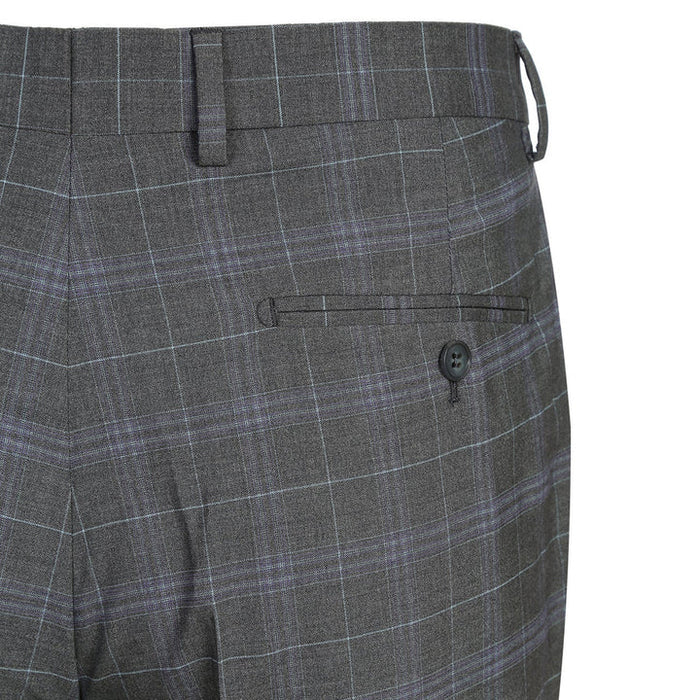 Cheap priced Suit- Mens Classic Fit Two Button Suit In Dark Grey Windowpane Plaid