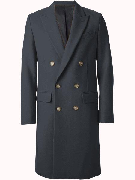 Double Breasted Overcoat - Full length Dark Grey Topcoat in Australian Wool Fabric in 7 Colors