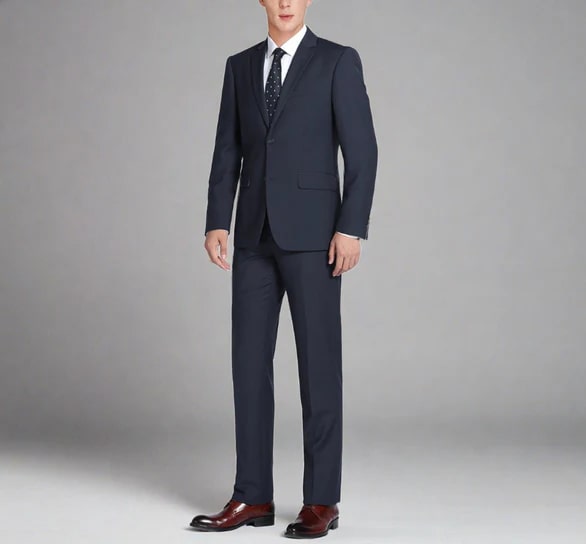 Renoir Clothing - Renoir Suit - Renoir Fashion - Super 140s Wool Two Button Classic Fit Dark Navy  Renoir Suit