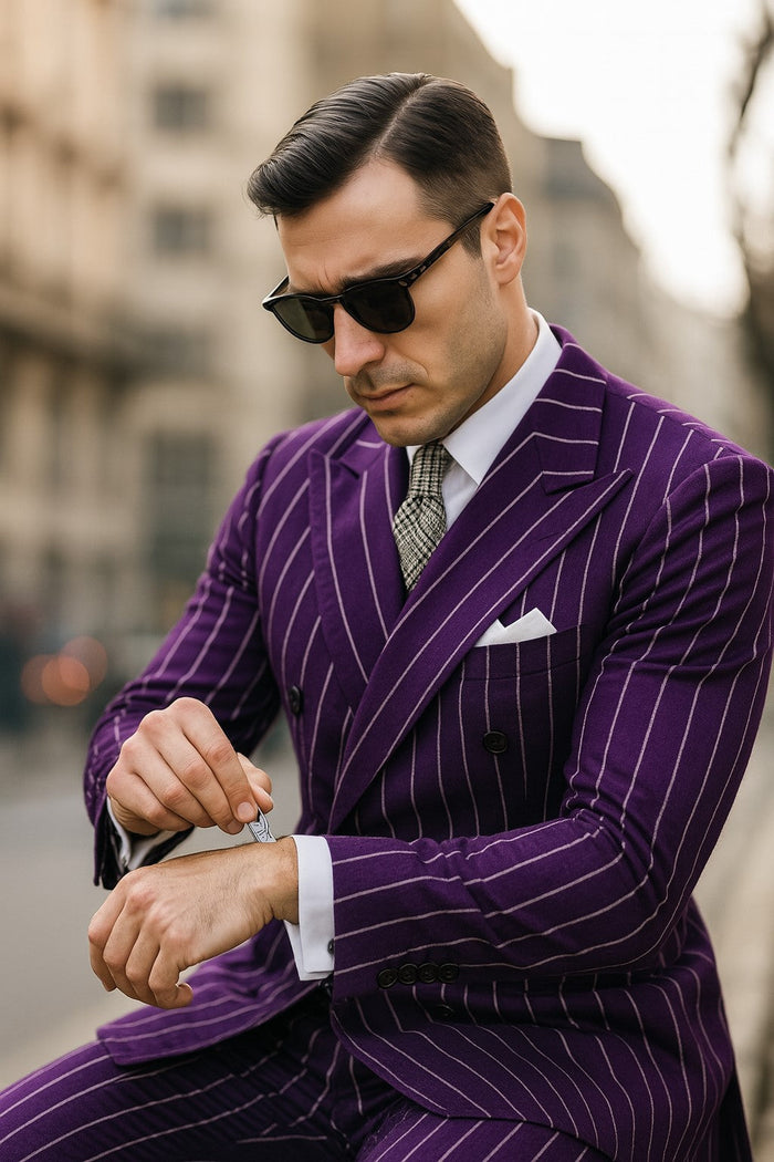 Dark Purple Pinstripe Suit - Gangster Suit - 1920's Suit