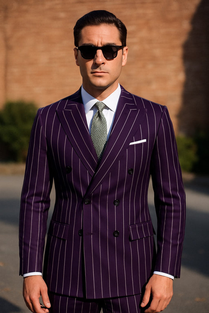 Dark Purple Pinstripe Suit - Gangster Suit - 1920's Suit