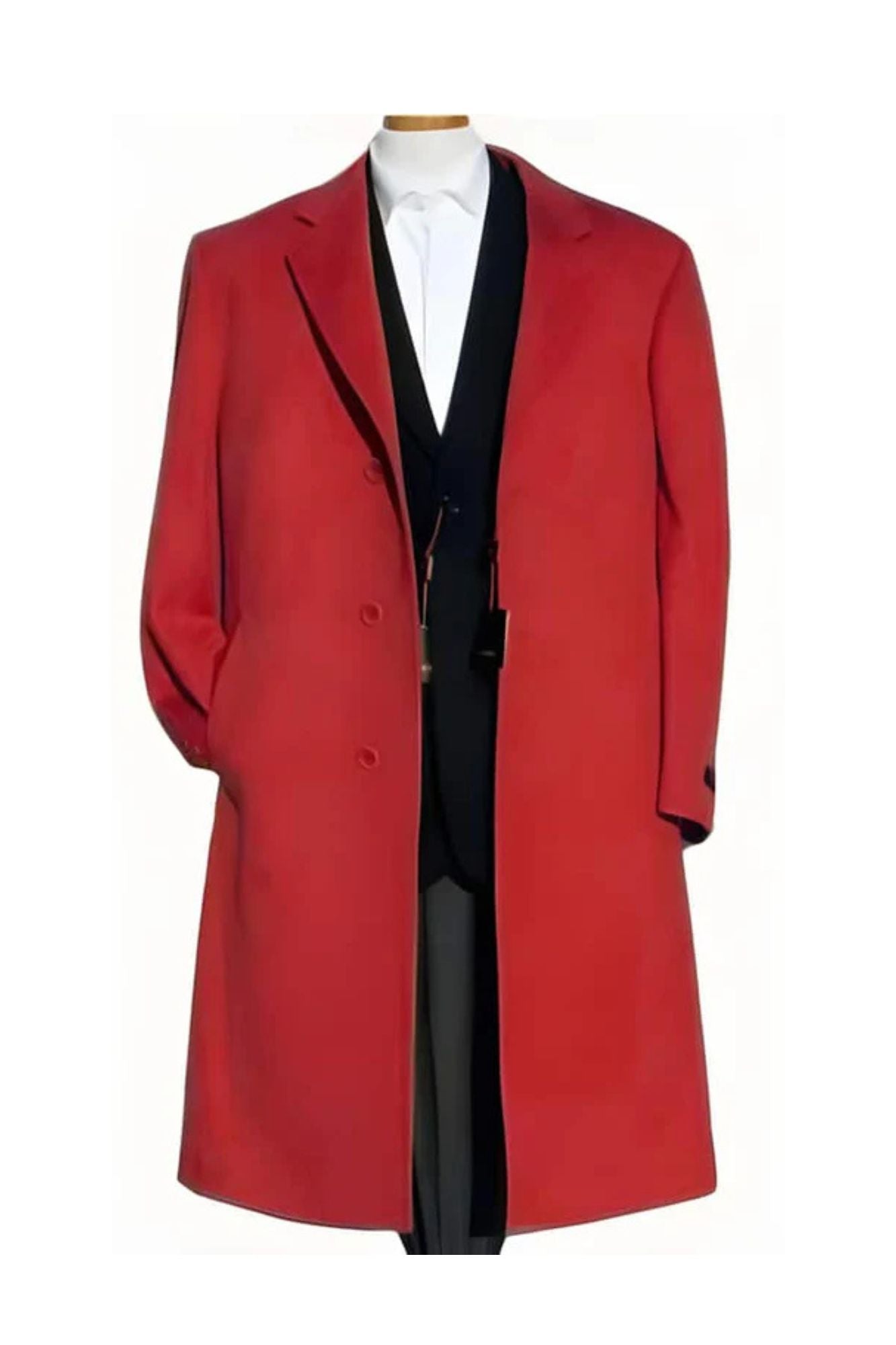 Red Trench Coat - Long Red Coat - Mens Red Peacoat - Mens Red Overcoat - Wool Fabric - Coat Size 38